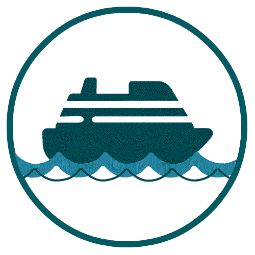Ladeanimation eines Schiffs auf sich bewegenden Wellen
